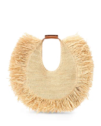 STAUD LARGE RAFFIA MOON TOTE