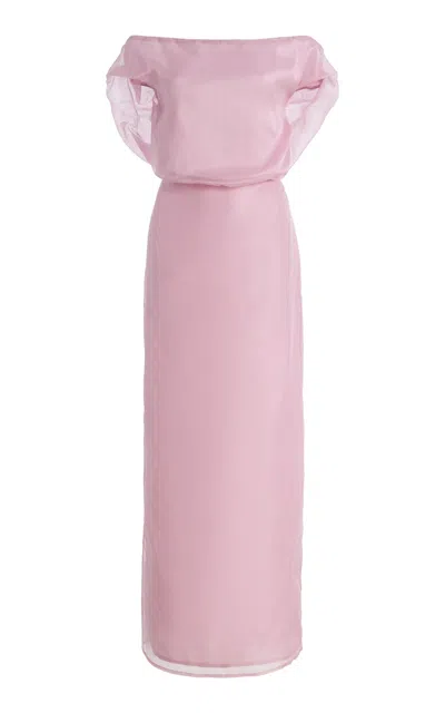 Staud Larissa Silk Maxi Dress In Pink