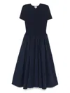 Staud Ysabel Ribbed-knit And Cotton-blend Poplin Midi Dress