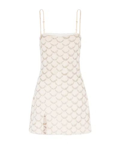 Staud Las Palmas Embellished Mini Dress In Neutral