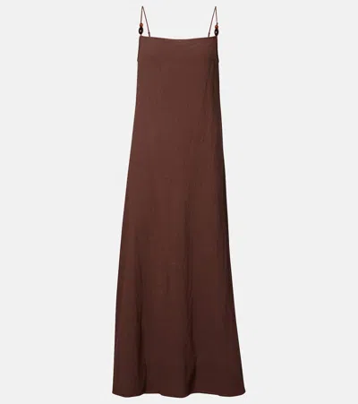 Staud Laura Cotton Gauze Maxi Dress In Brown