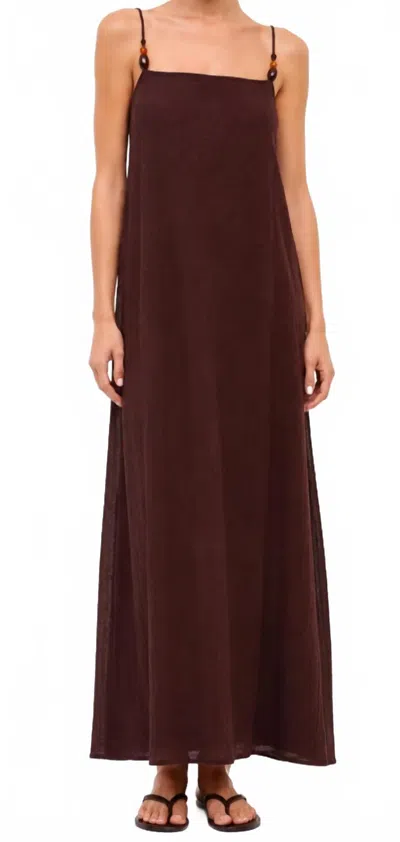 Staud Laura Bead-embellished Cotton-gauze Maxi Dress In Brown