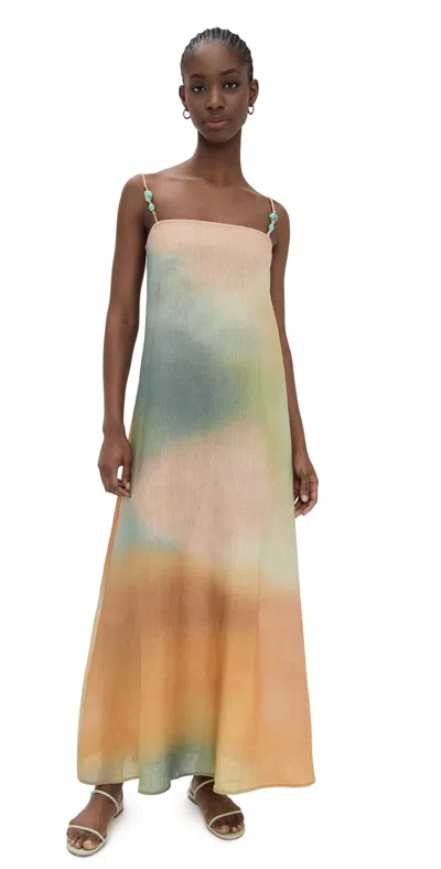 STAUD LAURA LINEN DRESS PASTEL CLOUDS