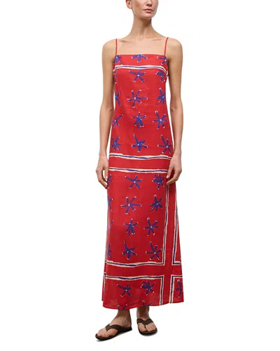 Staud Laura Linen Dress In Red