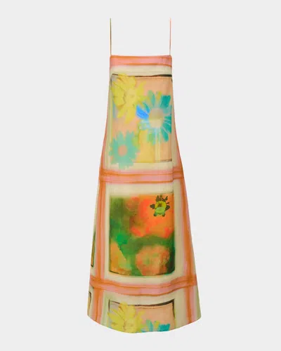 Staud Laura Linen Maxi Dress In Superbloom