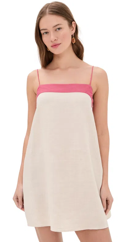 Staud Laura Linen Mini Dress Blush Canyon In Pink