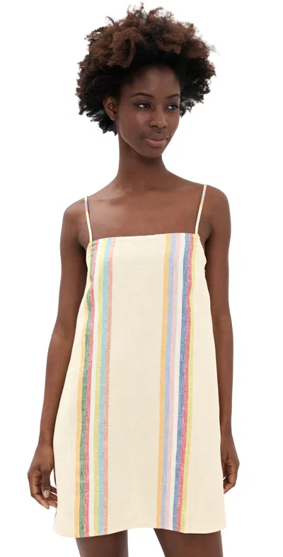 Staud Laura Linen Mini Dress Day Trip Stripe In Multi
