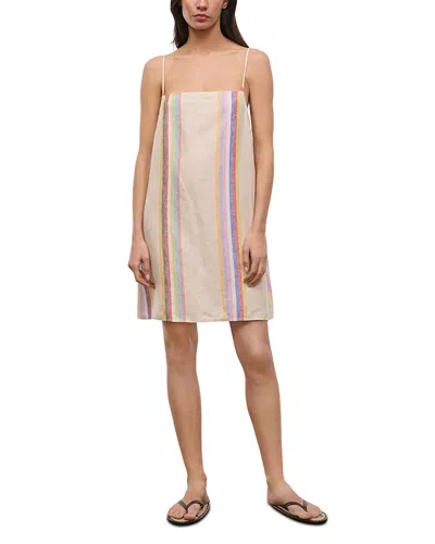 Staud Laura Stripe Linen Minidress In Multi