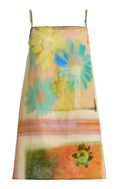Staud Laura Linen Mini Dress In Multi