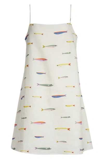 Staud Laura Linen Minidress In White