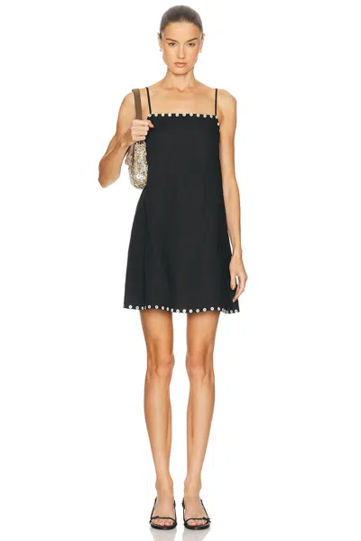 Staud Laura Mini Linen Dress In Black
