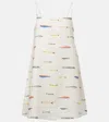 Staud Laura Linen Mini Dress Pop Sardines Ivory