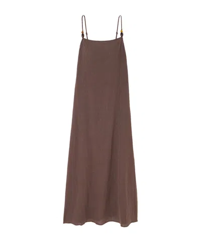 Staud Laura Bead-embellished Cotton-gauze Maxi Dress In Brown