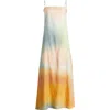 Staud Laura Beaded-strap Linen Maxi Dress In Pastel Clouds
