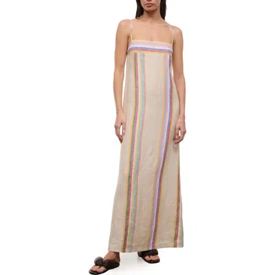 Staud Laura Linen Dress Day Trip Stripe In White