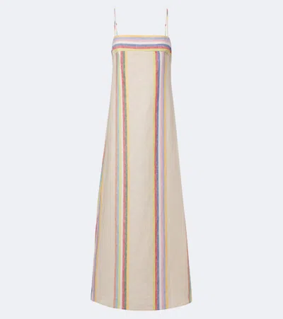 Staud Laura Linen Dress In Day Trip Stripe In Neutral