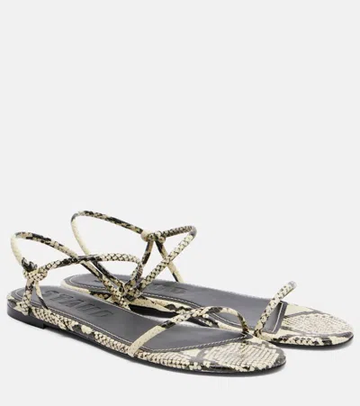Staud Laurel Snake-embossed Leather Flat Sandals In Animal Print