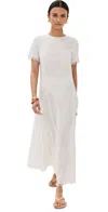 Staud Le Havre Fringed Cotton-gauze Midi Dress In Buttercream