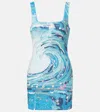 Staud Le Sable Beaded Minidress In Blue