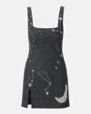 Staud Mini Dress With Constellation Pattern And Slit In Starry Night