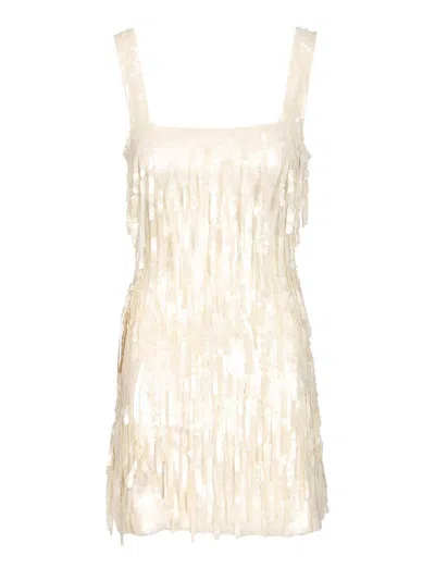 Staud Le Sable Dress Pailettes Fringe Dresses White In Gold