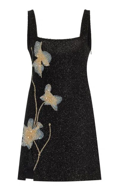 Staud Le Sable Embellished Mini Dress In Black