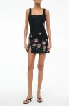 Staud Le Sable Floral Beaded Minidress In Black