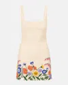 Staud Le Sable Bead-embellished Mesh Mini Dress In Seed Shop