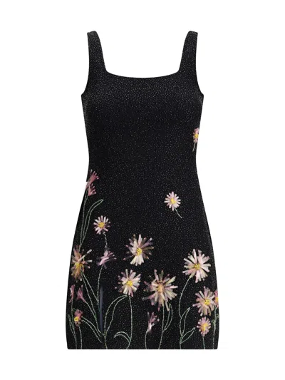 Staud Le Sable Sequin-embellished Floral Mini Dress In Black