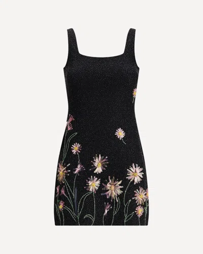 Staud Le Sable Sequin-embellished Floral Mini Dress In Black