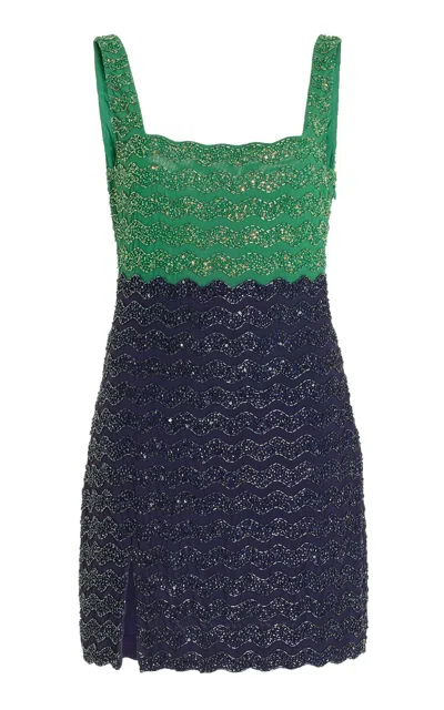Staud Le Sable Sequined Mini Dress In Green