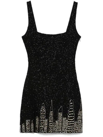 Staud Le Sable Mini Dress Square Neckline In Black