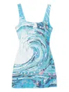 Staud Le Sable Tidal-wave Sequin Mini Dress In Blue