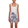 Staud Le Sable Womens Embellished Nylon Mini Dress In Blue Toile