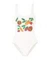 Staud Lea Beaded Swimsuit In White
