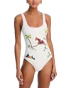 Staud Lea Embroidered One Piece Swimsuit In White