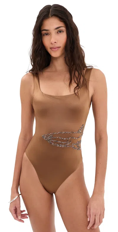 Staud Lea One Piece Bronze In Brown
