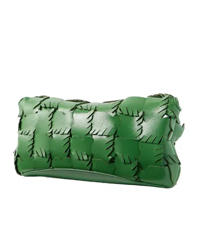 Staud Leaf Woven Leather Clutch Bag In Purple