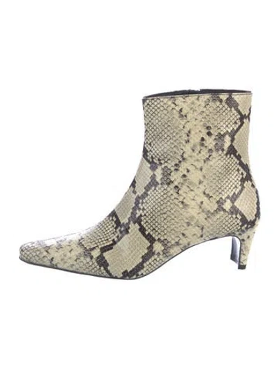 Pre-owned Staud Leather Animal Print Boots In Neutral