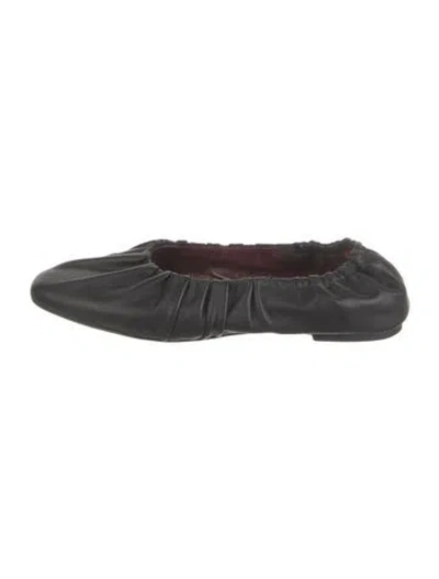 Pre-owned Staud Leather Ballet Flats In Black