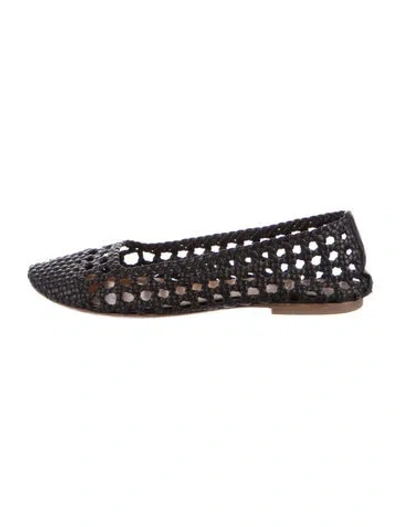 Pre-owned Staud Leather Ballet Flats In Black