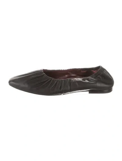 Pre-owned Staud Leather Ballet Flats In Black