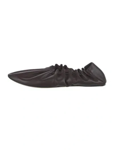 Pre-owned Staud Leather Ballet Flats In Brown