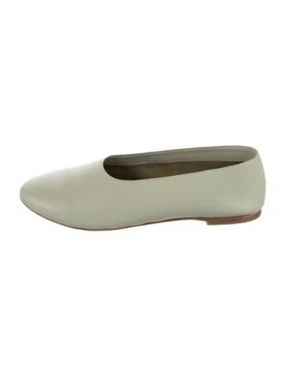Pre-owned Staud Leather Ballet Flats In Green
