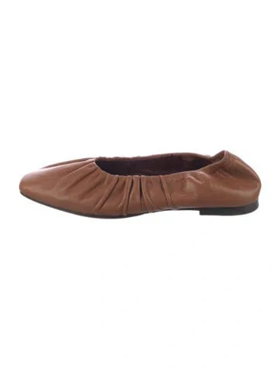 Pre-owned Staud Leather Ballet Flats In Neutral
