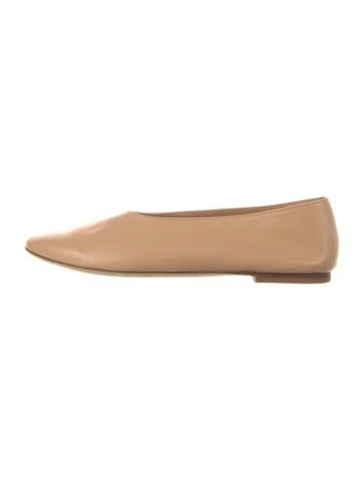 Pre-owned Staud Leather Ballet Flats In Neutral