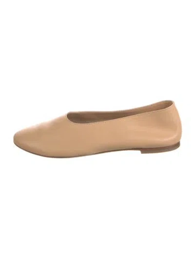 Pre-owned Staud Leather Ballet Flats In Neutral