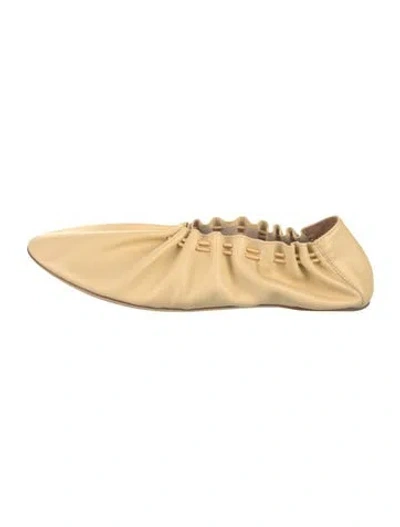 Pre-owned Staud Leather Ballet Flats In Neutrals