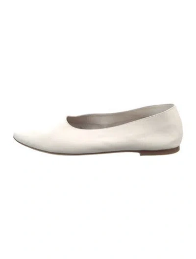Pre-owned Staud Leather Ballet Flats In White