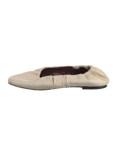 Pre-owned Staud Leather Ballet Flats In White